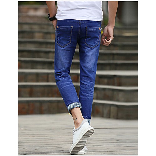 Men's Solid Casual Jeans,Cotton Blue