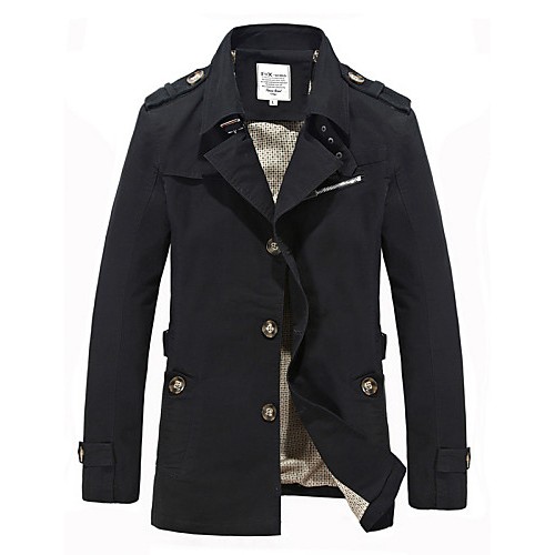 Men's Solid Casual / Work / Formal Trenc...
