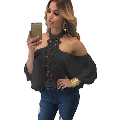 Women's Black Chocker Neck Bare Shoulder...