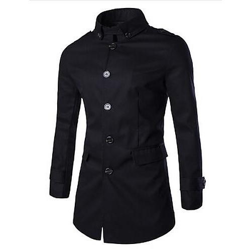 Men's Long Sleeve Regular Trench coat , ...