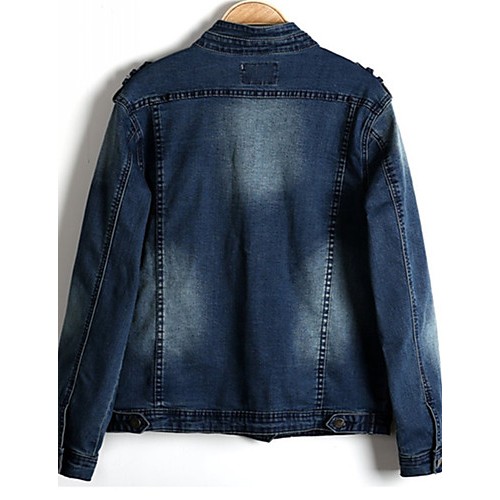 Men's Long Sleeve Casual Jacket,Cotton Solid Blue